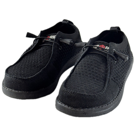 Larnmern Slip-On Work Shoes Unisex Size 5 Black Steel Toe Loafers Casual Safety - Picture 1 of 12
